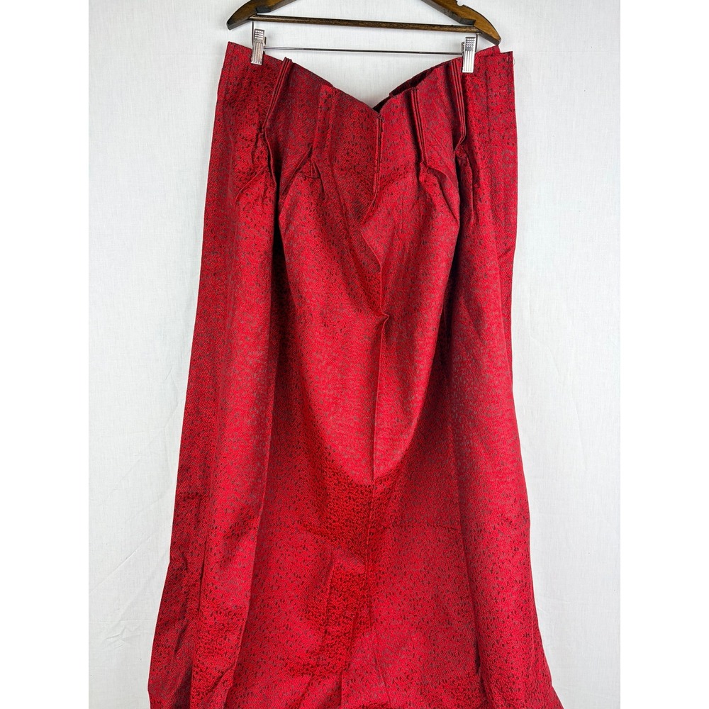 Vintage Red Black Brocade Pinch Pleat Drapery Panel Lined Curtain Made in USA - Picture 2 of 8
